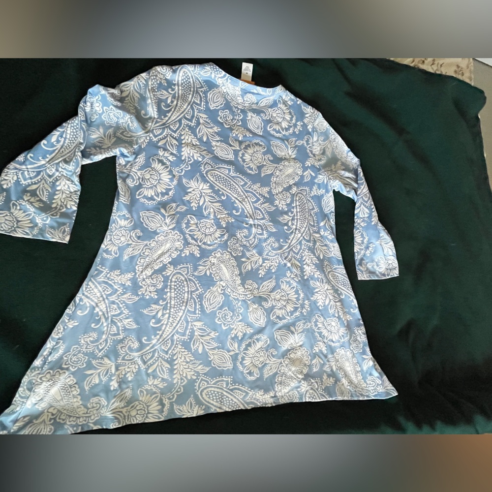 Ruby Rd. Blue and White Paisley V-Neck Tunic - Picture 3 of 7